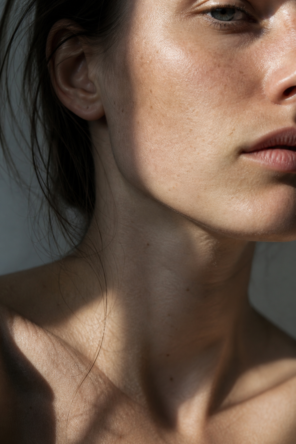 Skin texture in natural light — no retouching