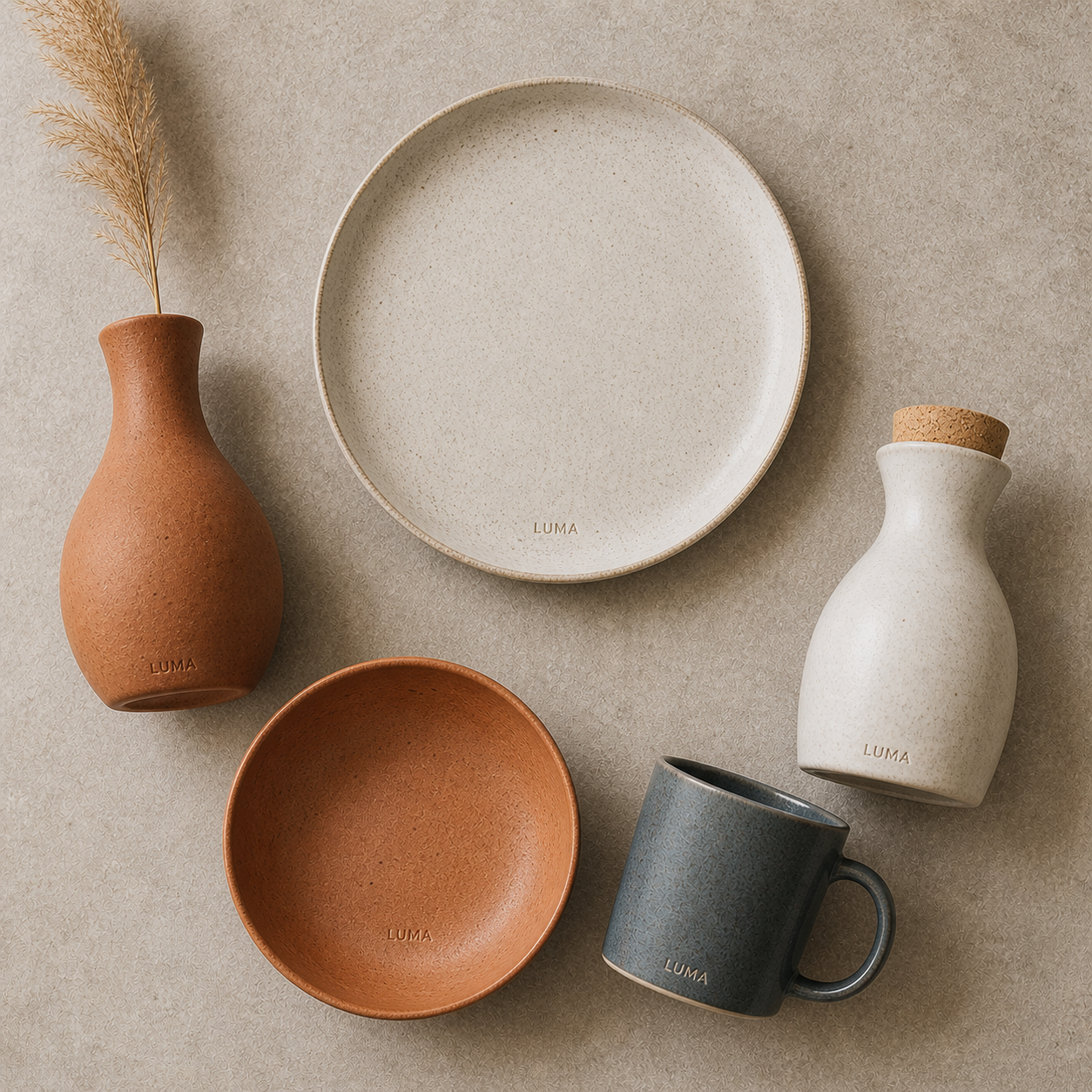 LUMA flatlay — product collection