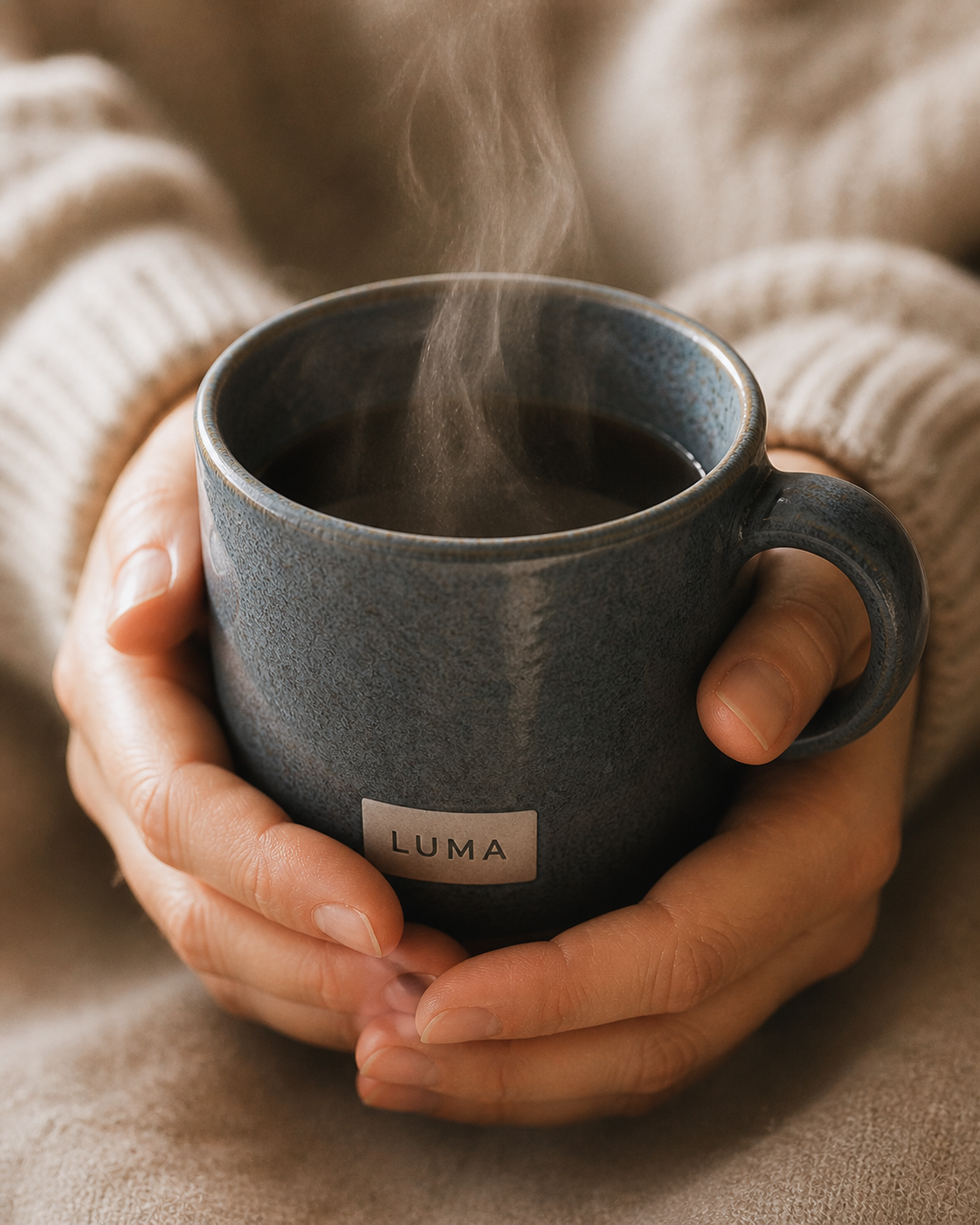 LUMA — mug held in morning light