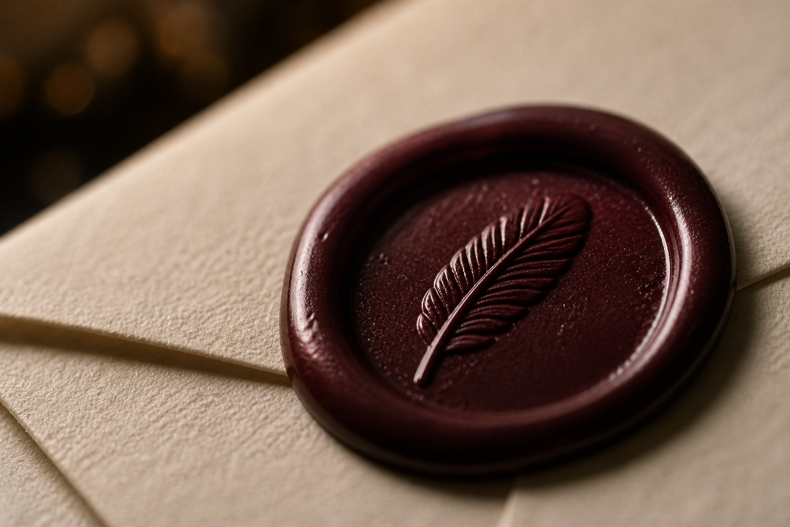PLUME wax seal being pressed